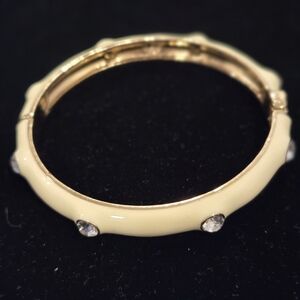 Elegant Cream and Gold Bangle Bracelet